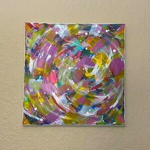 One Of A Kind Original Artist Abstract Painting, 16” x 16”